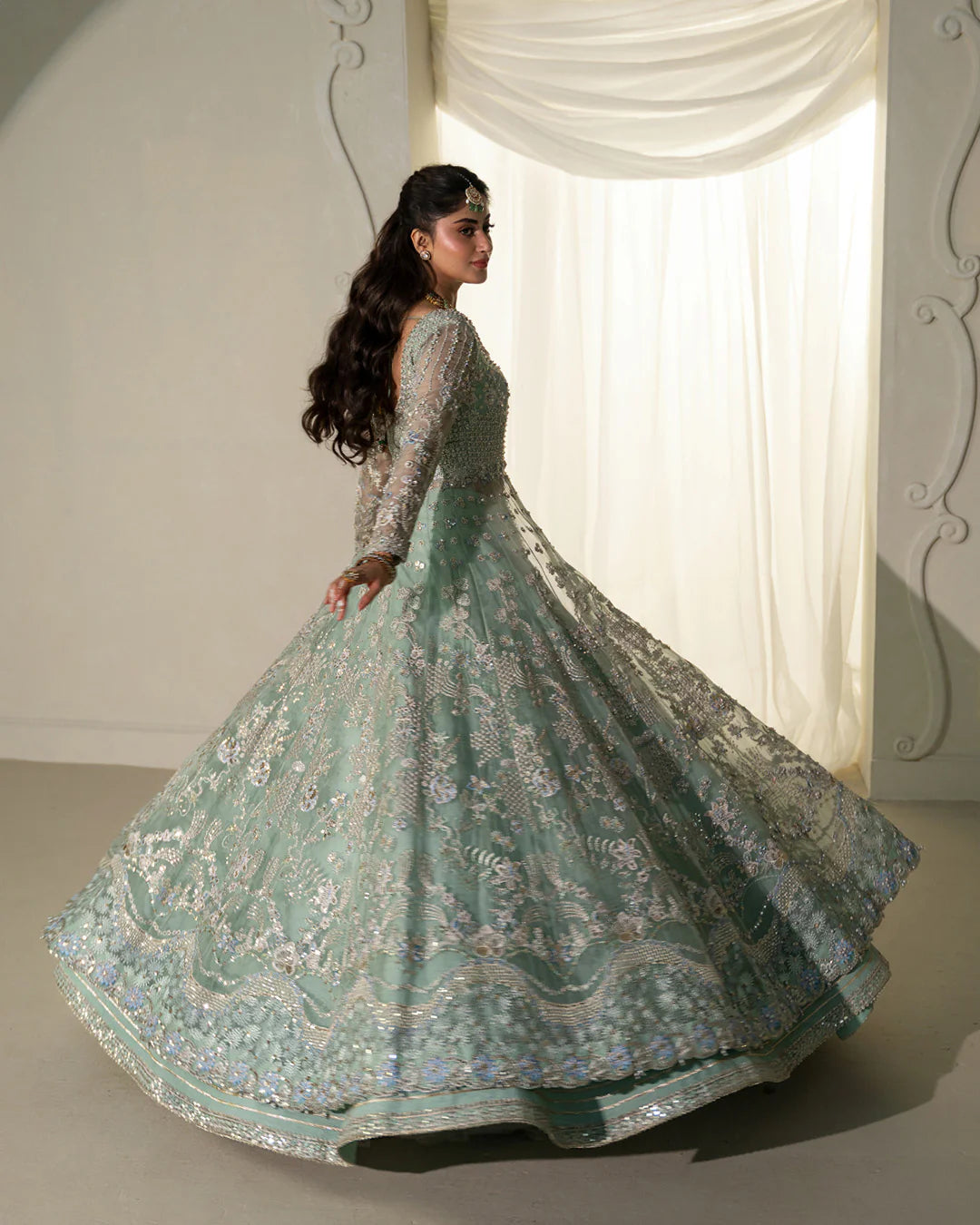 Faiza Saqlain | 3 Piece Unstitched Embroidered Lehenga | Selin