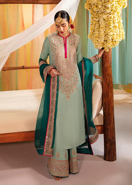 Hussain Rehar | 3 Piece Unstitched Embroidered Raw Silk | Imroz