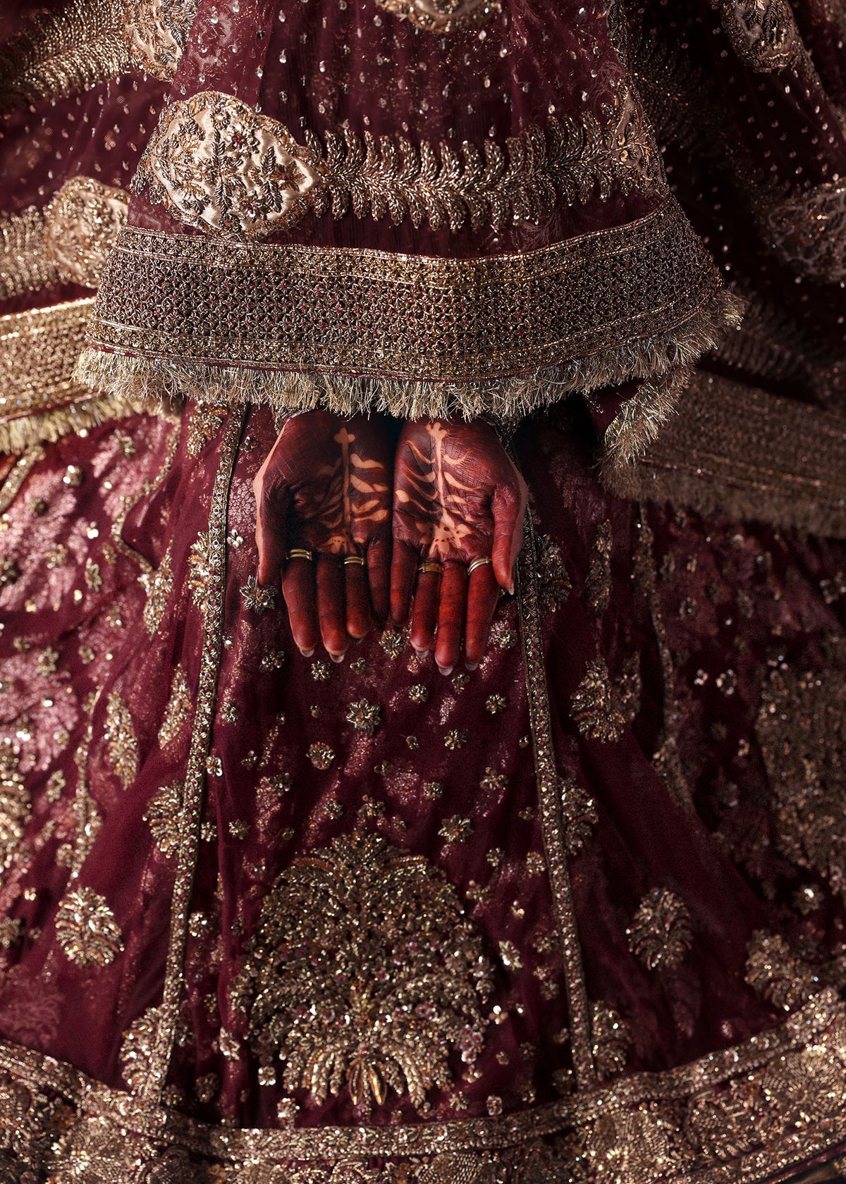 Hussain Rehar | 3 Piece Unstitched Embroidered Chandheri Bunch Lehenga | Bayaan