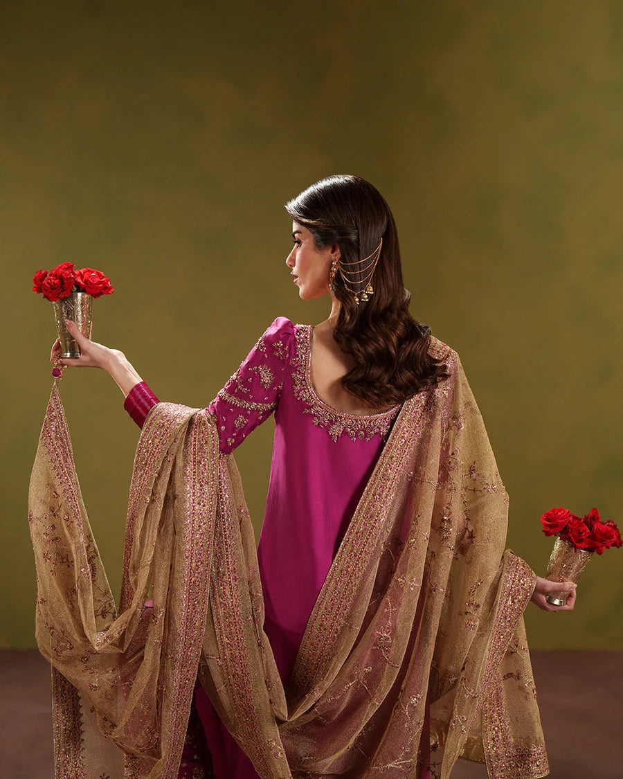 Faiza Saqlain | 3 Piece Unstitched Embroidered Tussle Silk | Kissa