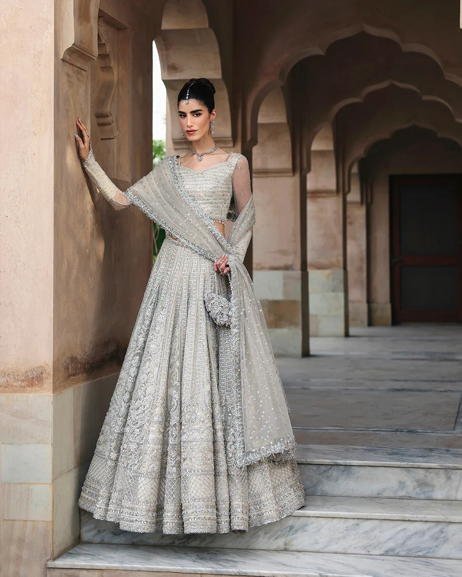 Faiza Saqlain | Unstitched Embellished Net Choli with Lehenga | Cammi