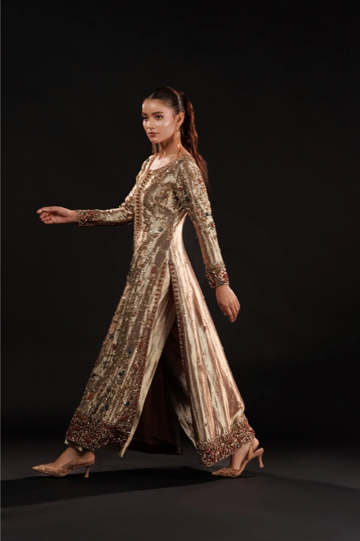 Usama | 3 Piece Unstitched Embroidered Silk | Gilded Mosaic