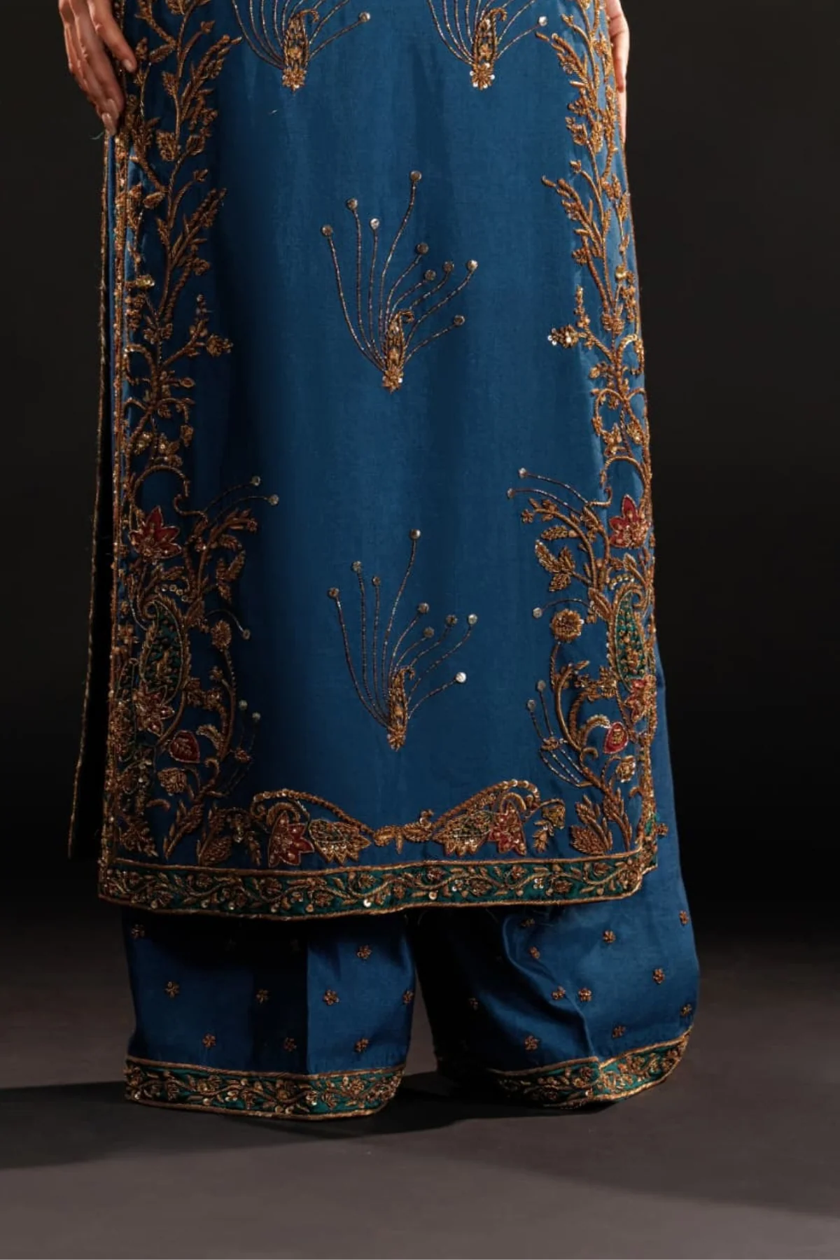 Usama | 3 {iece Unstitched Embroidered Tussle Silk | Azure Dynasty
