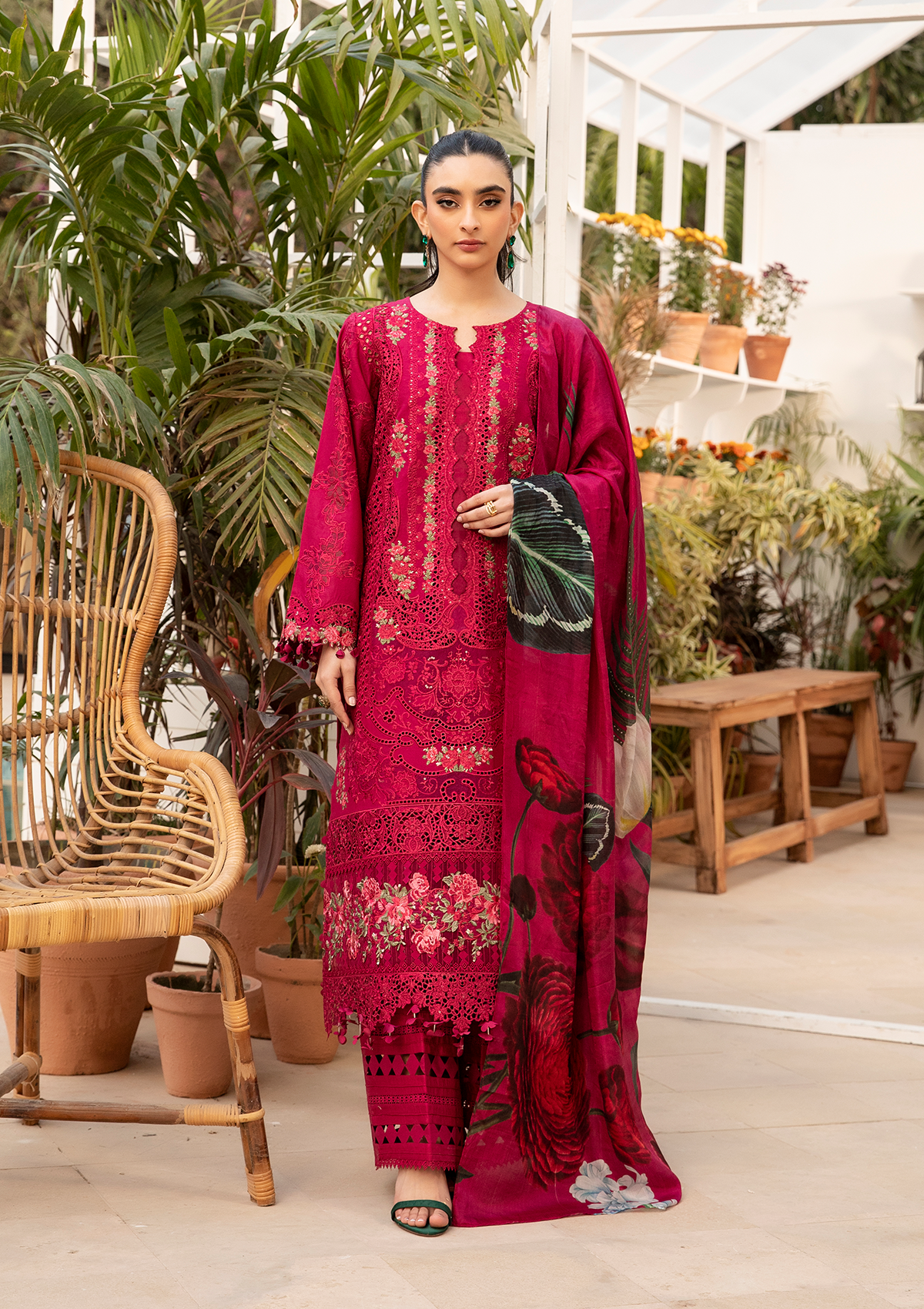 Elaf Premium | 3 Piece Unstitched Embroidered Lawn | ELM-10 GULNAR
