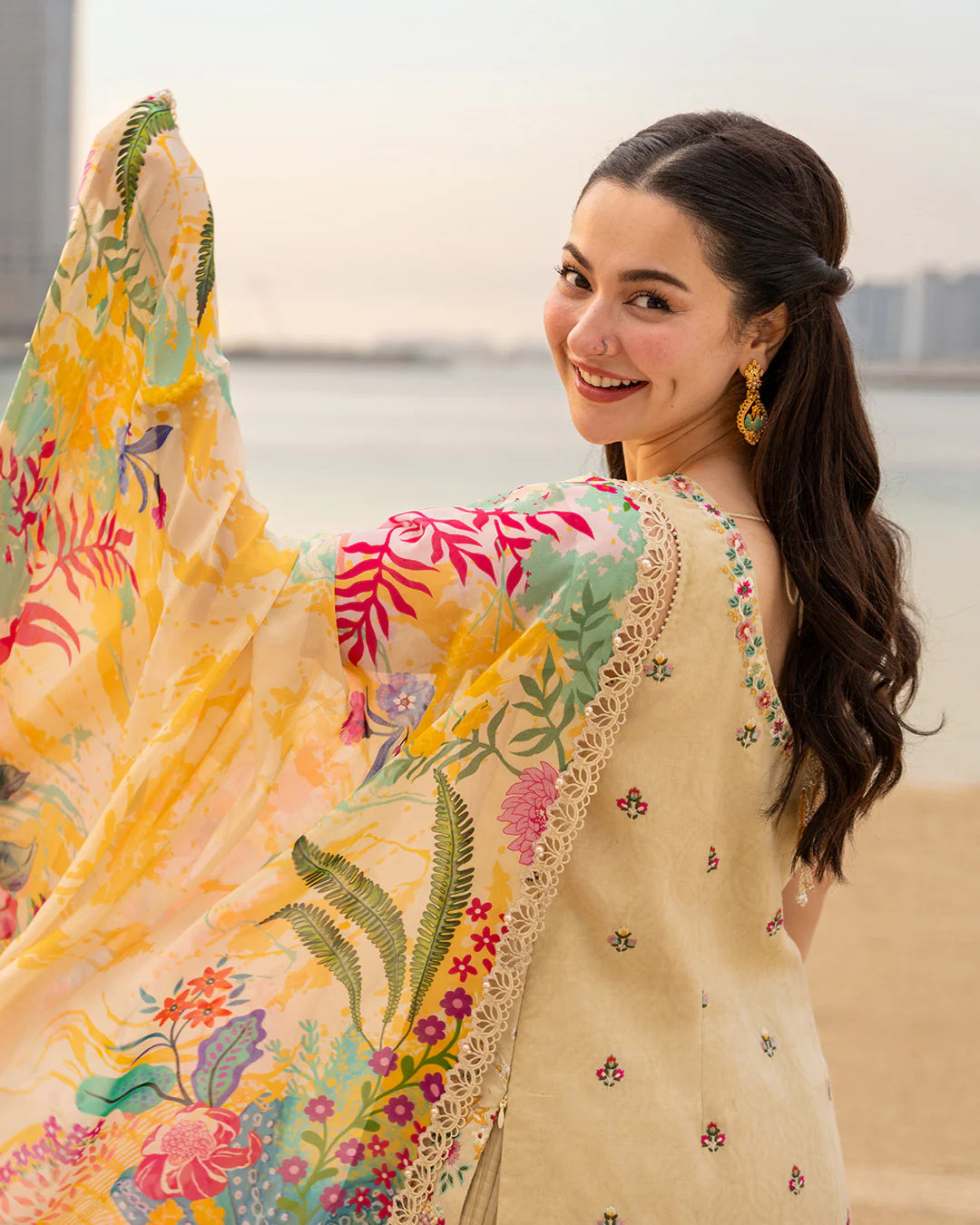 Faiza Saqlain | 3 Piece Unstitched Embroidered Lawn | Merjem