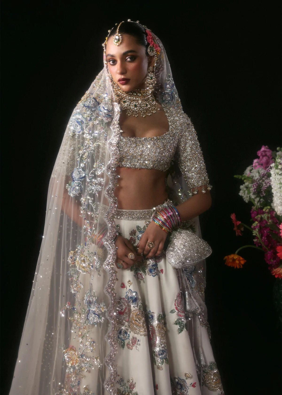 Hussain Rehar | 3 Piece Unstitched Embroidered Bridal Dress | Raks