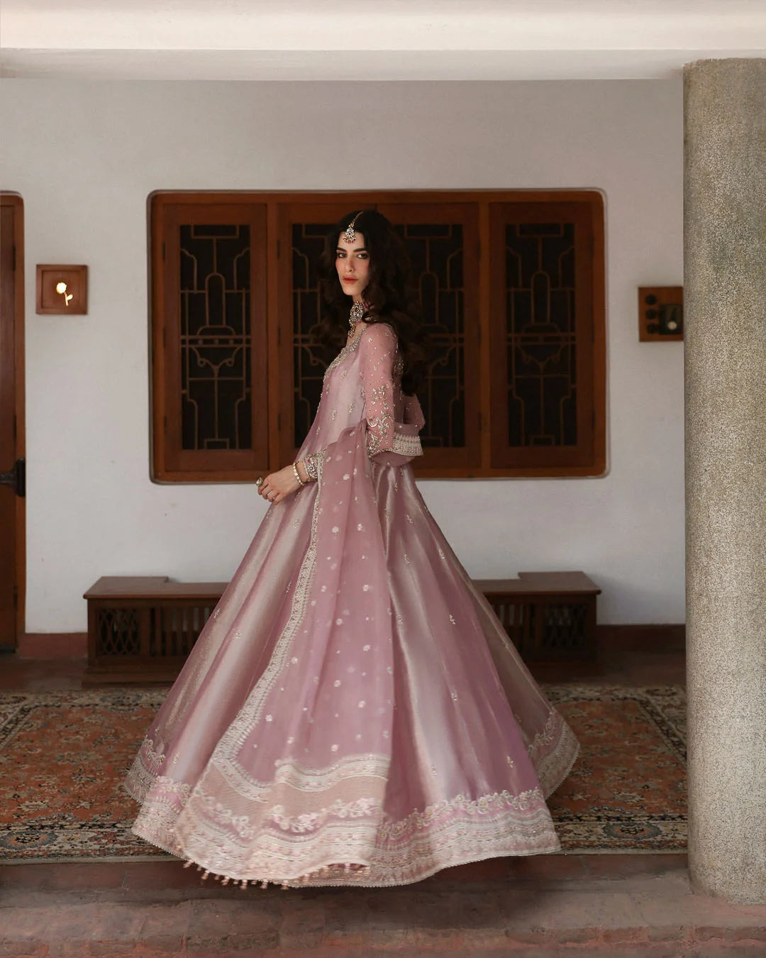 Faiza Saqlain | 3 Piece Unstitched Embroidered Embellished Tissue Pishwas | Halina