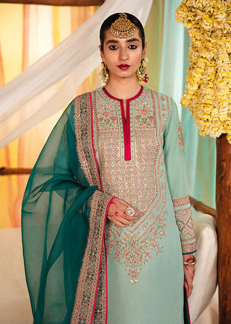 Hussain Rehar | 3 Piece Unstitched Embroidered Raw Silk | Imroz