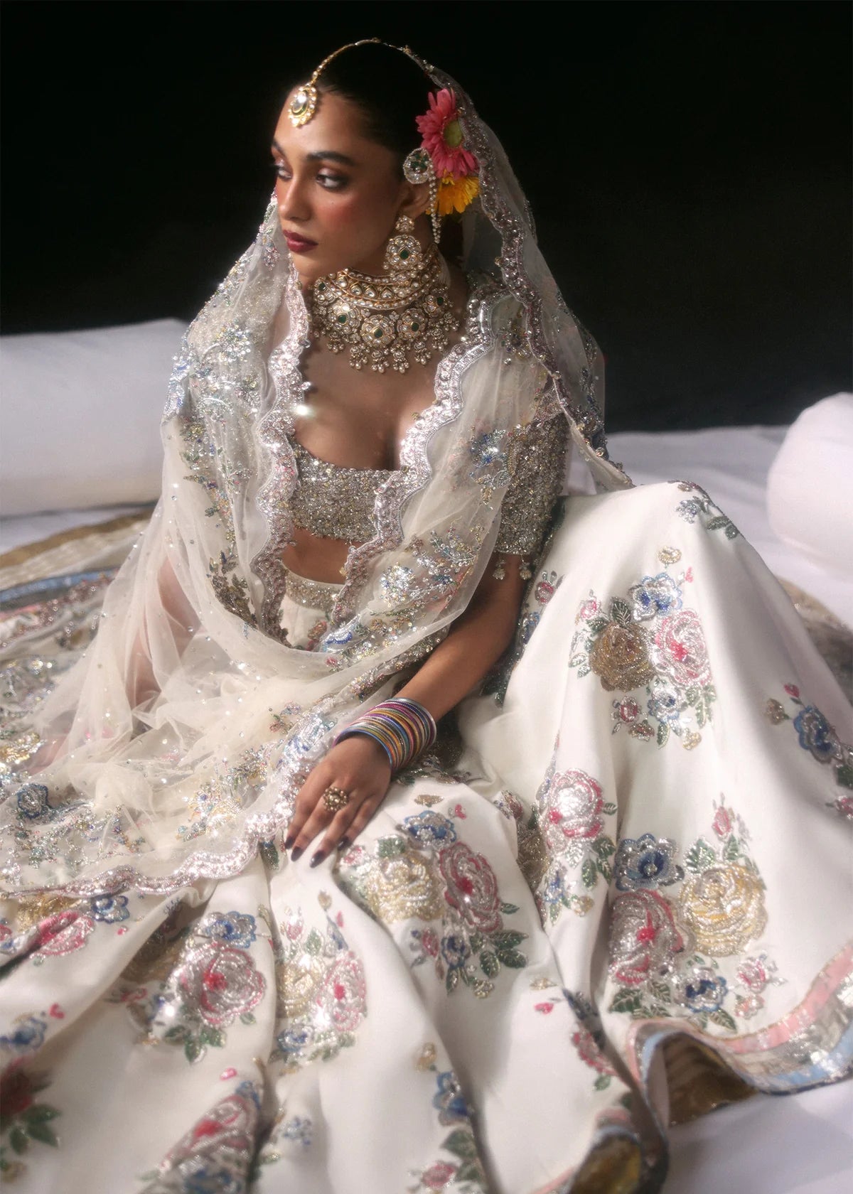 Hussain Rehar | 3 Piece Unstitched Embroidered Bridal Dress | Raks