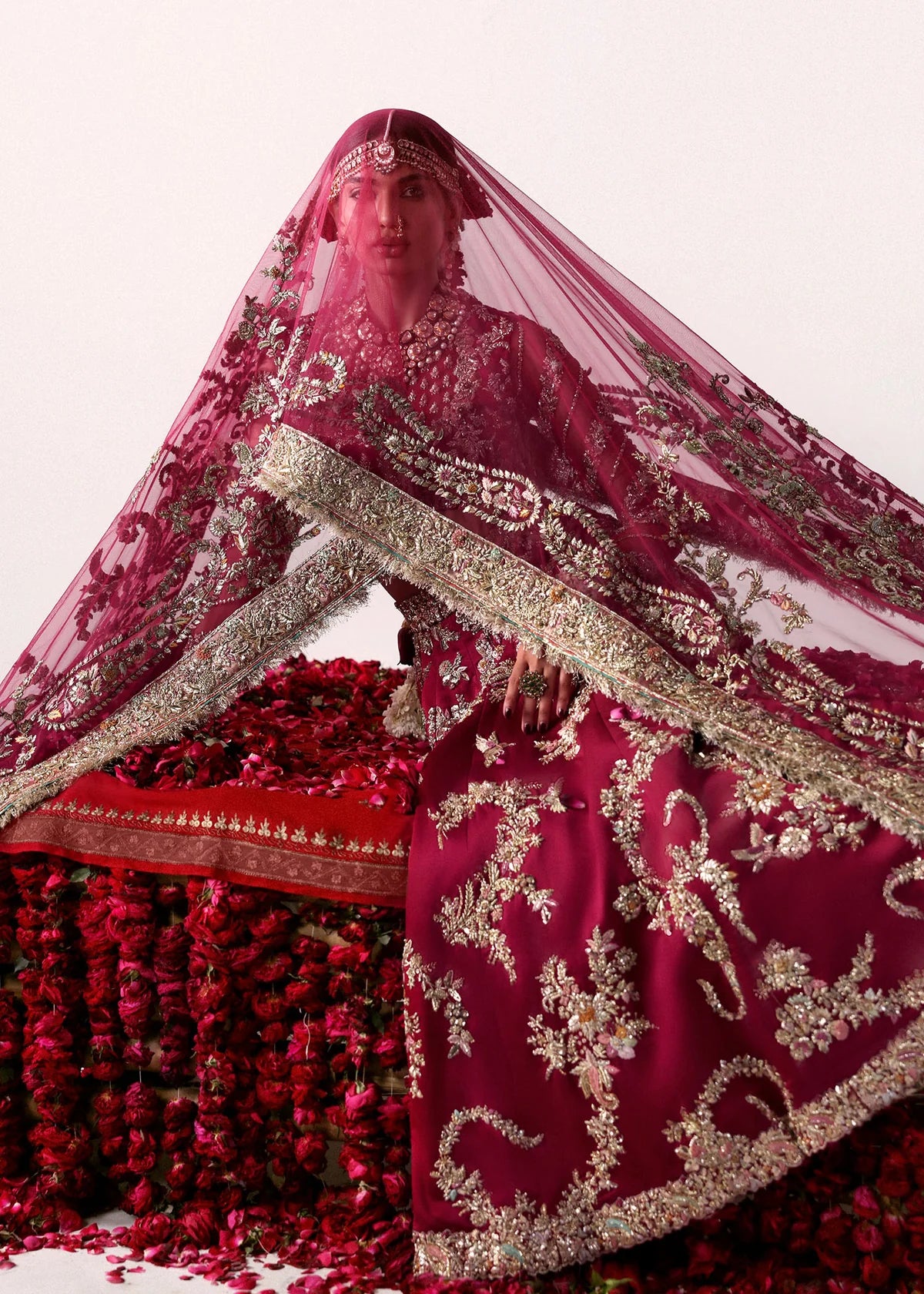 Hussain Rehar | 3 Piece Unstitched Embellished satin choli Lehenga | Naunihal