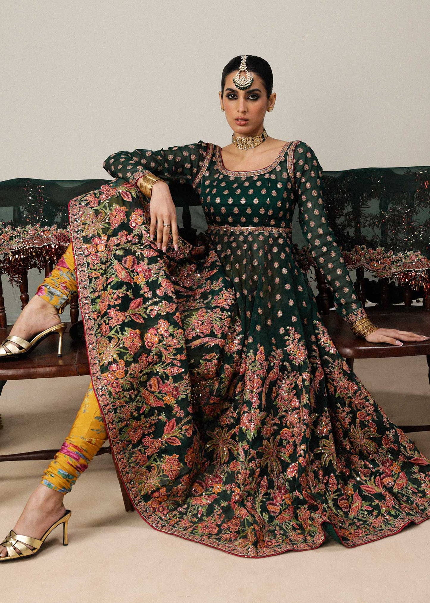 Hussain Rehar | Unstitched Organza 3 piece Maxi | Hara
