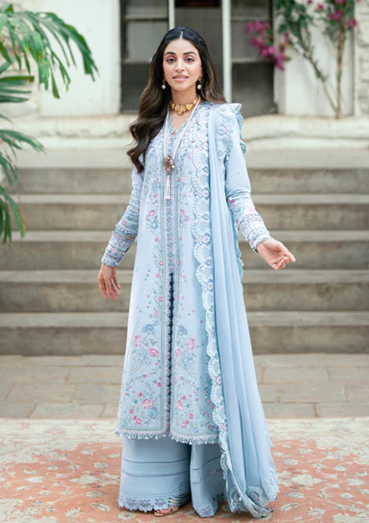 Qalamkar | 3 Piece Unstitched Embroidered Lawn | SB#04 - Zarish