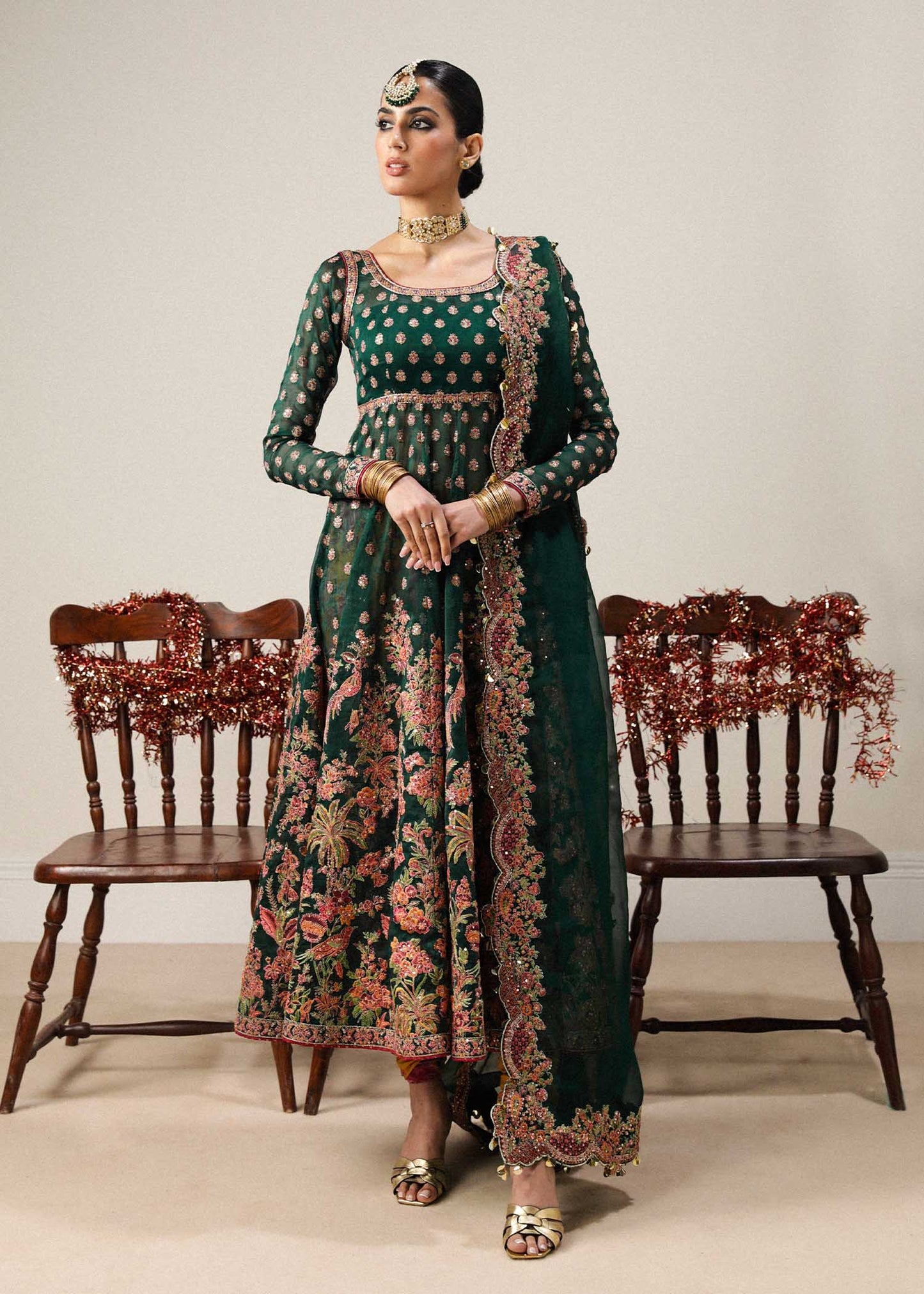 Hussain Rehar | Unstitched Organza 3 piece Maxi | Hara