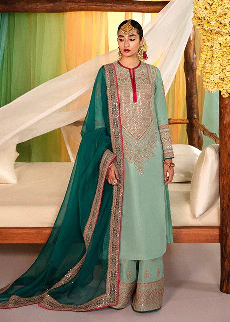 Hussain Rehar | 3 Piece Unstitched Embroidered Raw Silk | Imroz