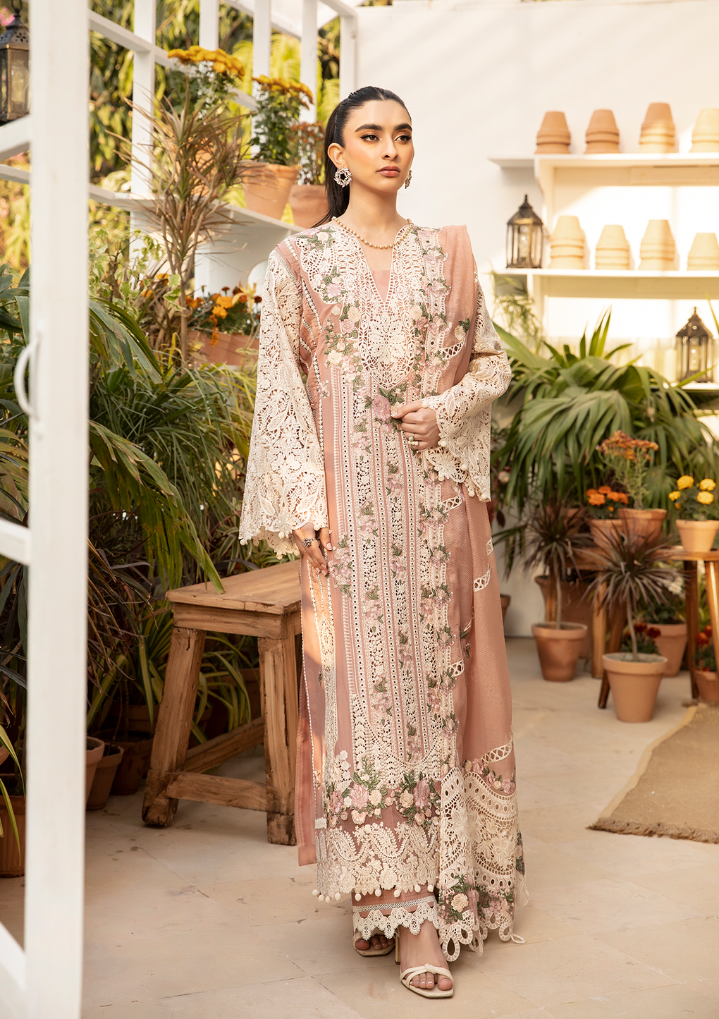 Elaf Premium | 3 Piece Unstitched Embroidered Lawn | ELM-12 SHAHANA