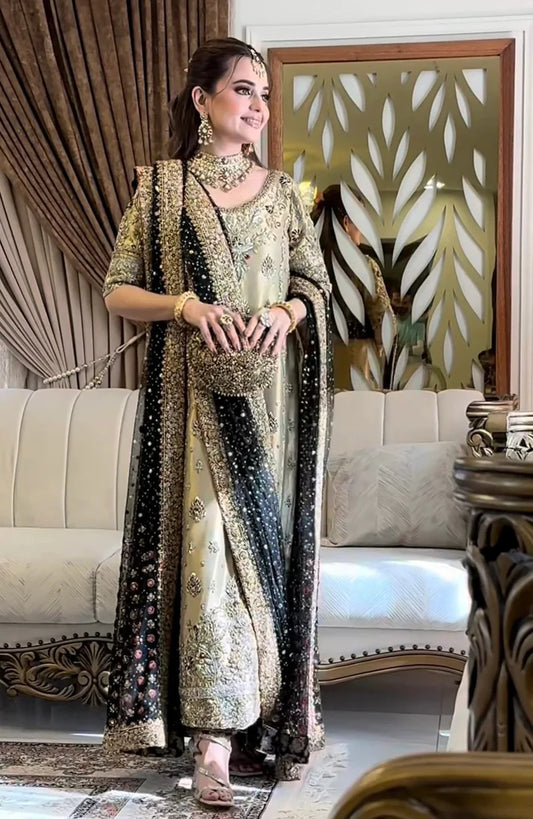 Haris Shakeel | 3 Piece Unstitched Embroidered Myssory | Sumbul Iqbal