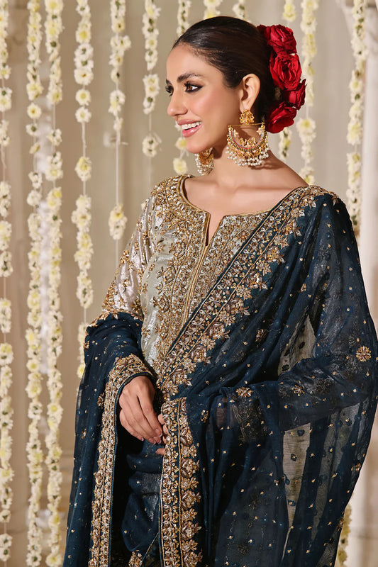 Rizwan Ahmed | 3 Piece Unstitched Embroidered Tissue Zari Fabric | Mahnoor