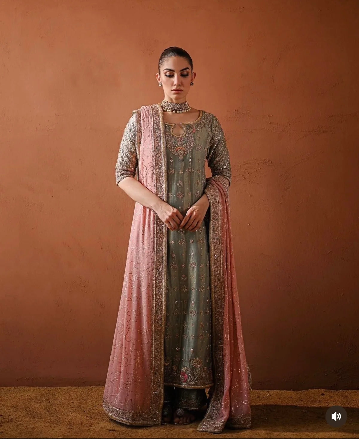 Shagna | 3 Piece Unstitched Embroidered Tussle Silk | Mint Green & Pastel