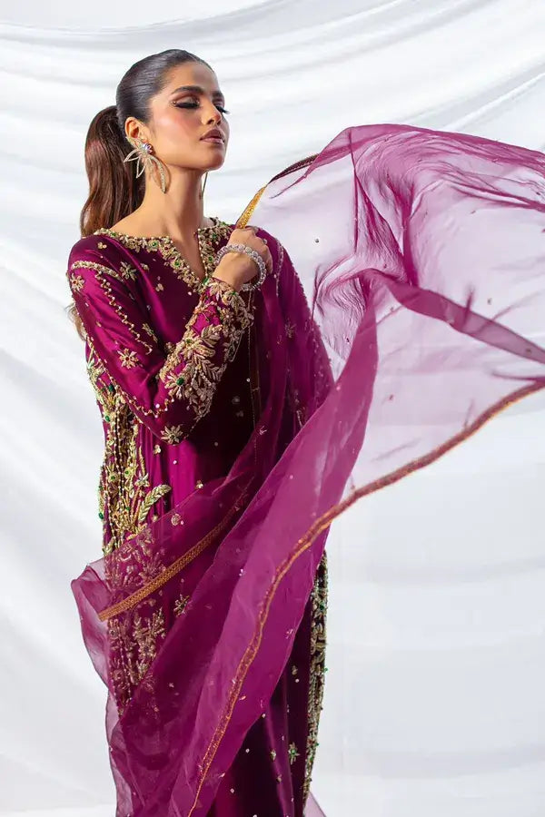 Batik | 3 Piece Unstitched Embroidered Tussle Silk | Expressive Magneta