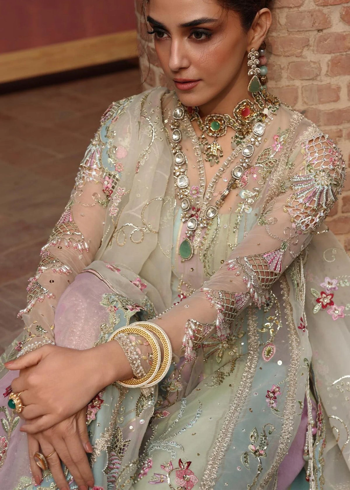 Crimson | 3 Piece Unstitched Embroidered Chiffon | CW26-D7 RANGOLI