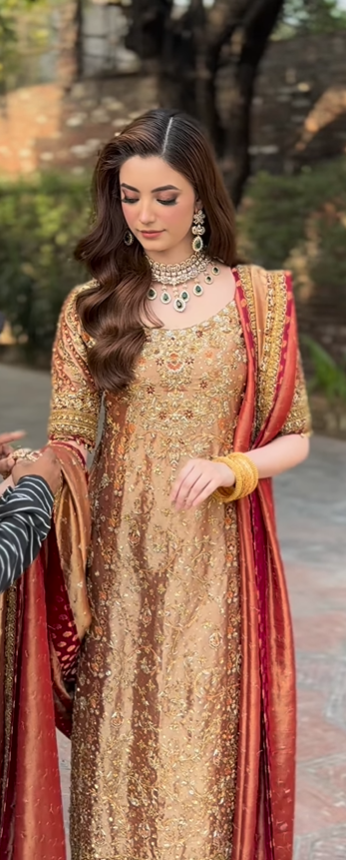 Haris Shakeel | Unstitched Gold Lam Anghraka | Gold Couture