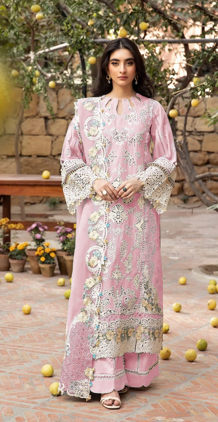 Elaf Premium | 3 Piece Unstitched Embroidered Lawn | ELM-7B MAHVEEN