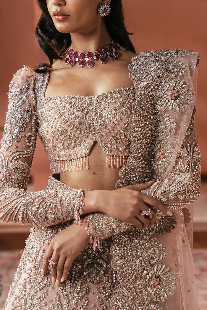Soraya | Unstitched Soft Pink Net Lehnga | Catherine