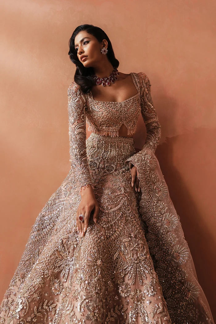 Soraya | Unstitched Soft Pink Net Lehnga | Catherine