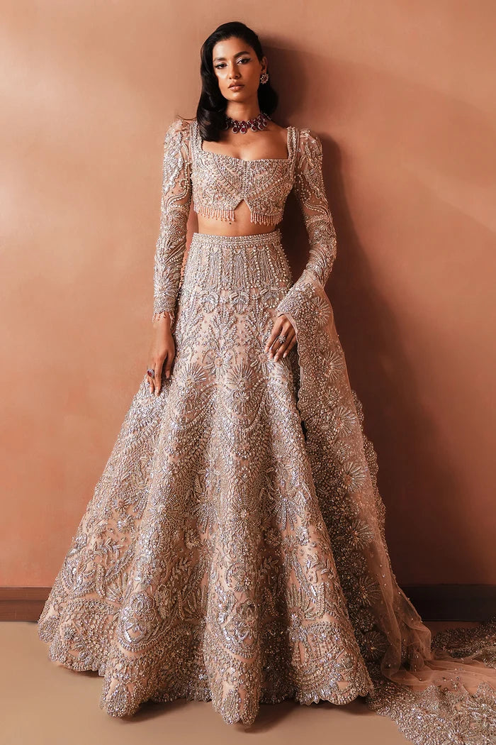 Soraya | Unstitched Soft Pink Net Lehnga | Catherine