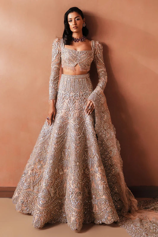 Soraya | Unstitched Soft Pink Net Lehnga | Catherine