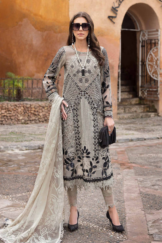 Maria B. | 3 Piece Unstitched Embroidered Paper Cotton Suit | D-2510-B