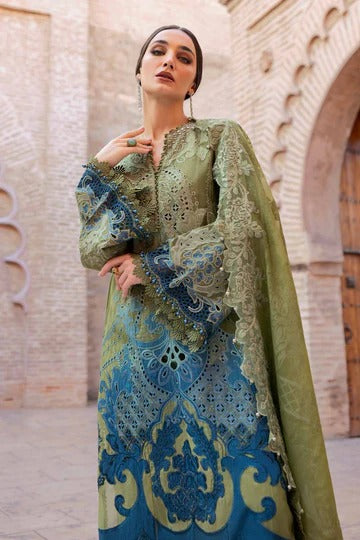 Maria B. | 3 Piece Unstitched Embroidered Paper Cotton Suit | D-2501-A