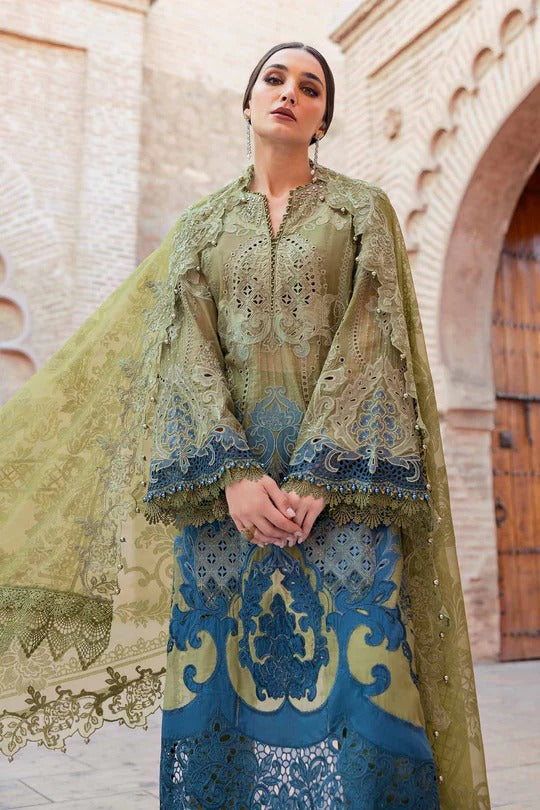 Maria B. | 3 Piece Unstitched Embroidered Paper Cotton Suit | D-2501-A