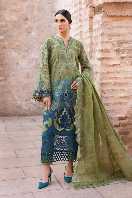 Maria B. | 3 Piece Unstitched Embroidered Paper Cotton Suit | D-2501-A