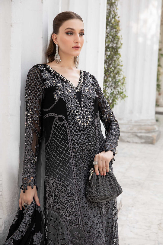 Maria B. | 3 Piece Unstitched Embroidered Chiffon Suit | MPC-24-101