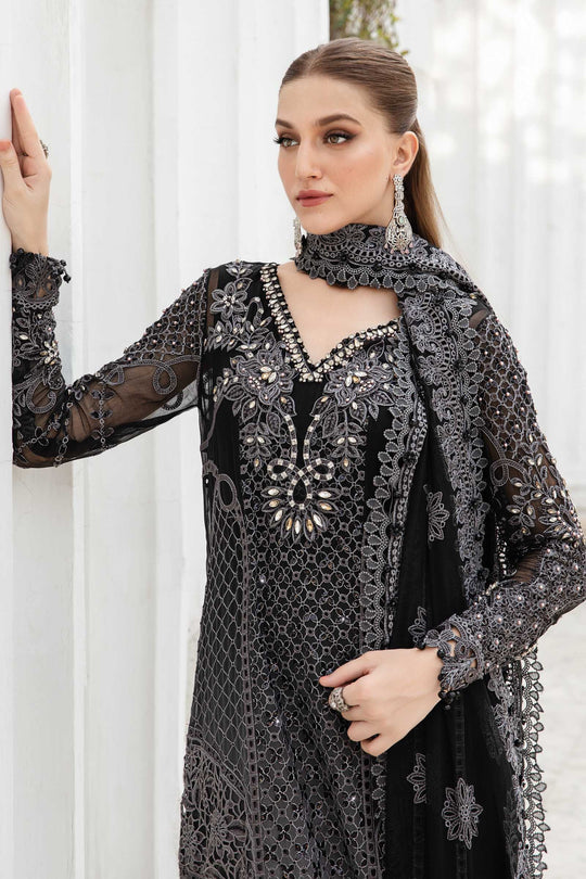 Maria B. | 3 Piece Unstitched Embroidered Chiffon Suit | MPC-24-101