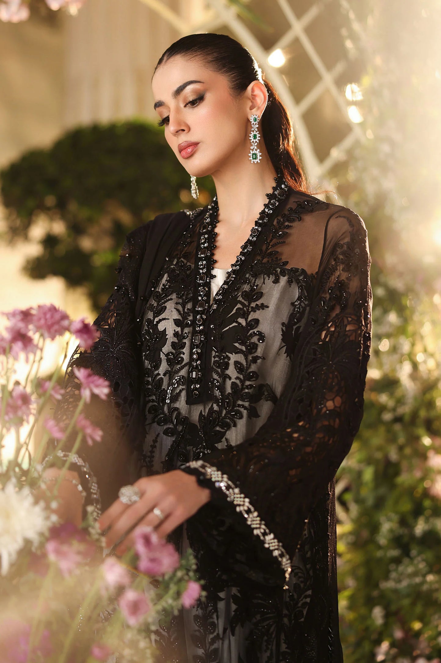 Maria B. | 3 Piece Unstitched Embroidered Chiffon Suite | MPC-26-101-Black