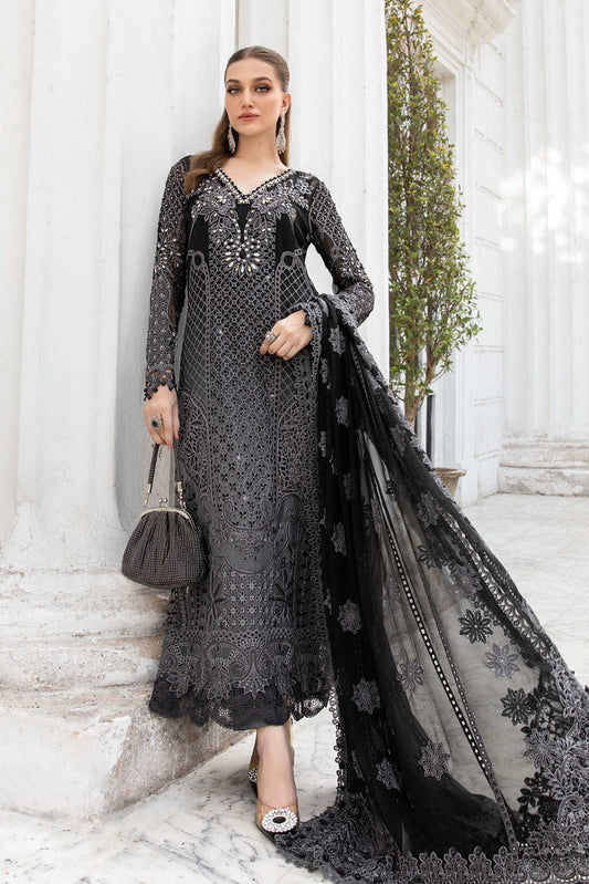 Maria B. | 3 Piece Unstitched Embroidered Chiffon Suit | MPC-24-101