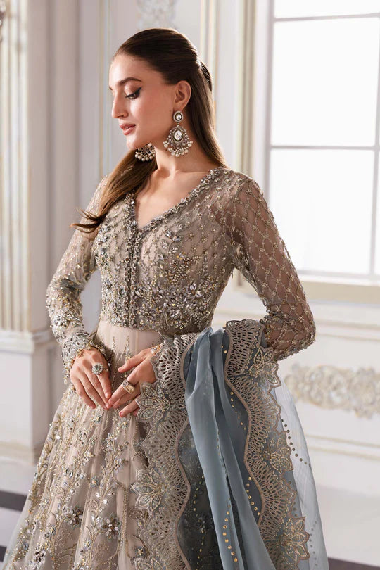 Maria B. | 3 Piece Unstitched Embroidered Net Suit | BD-3002
