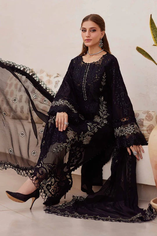 Maria B. | 3 Piece Unstitched Embroidered Paper Cotton Suit | D-25-03