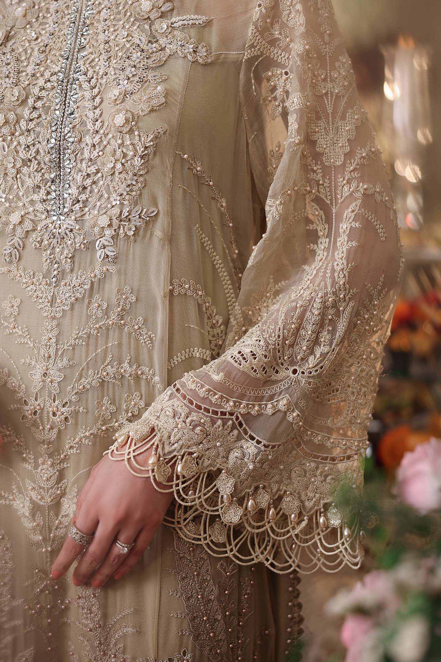 Maria B. | 3 Piece Unstitched Embroidered Chiffon Suit | MPC-26-103-Olive Gold