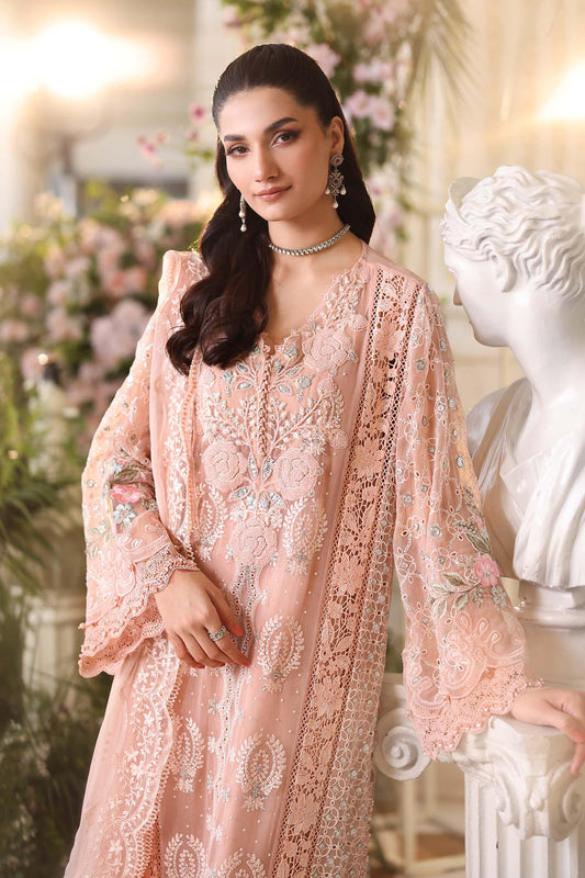 Maria B. | 3 Piece Unstitched Embroidered Chiffon | MPC-26-104-Peach Pink