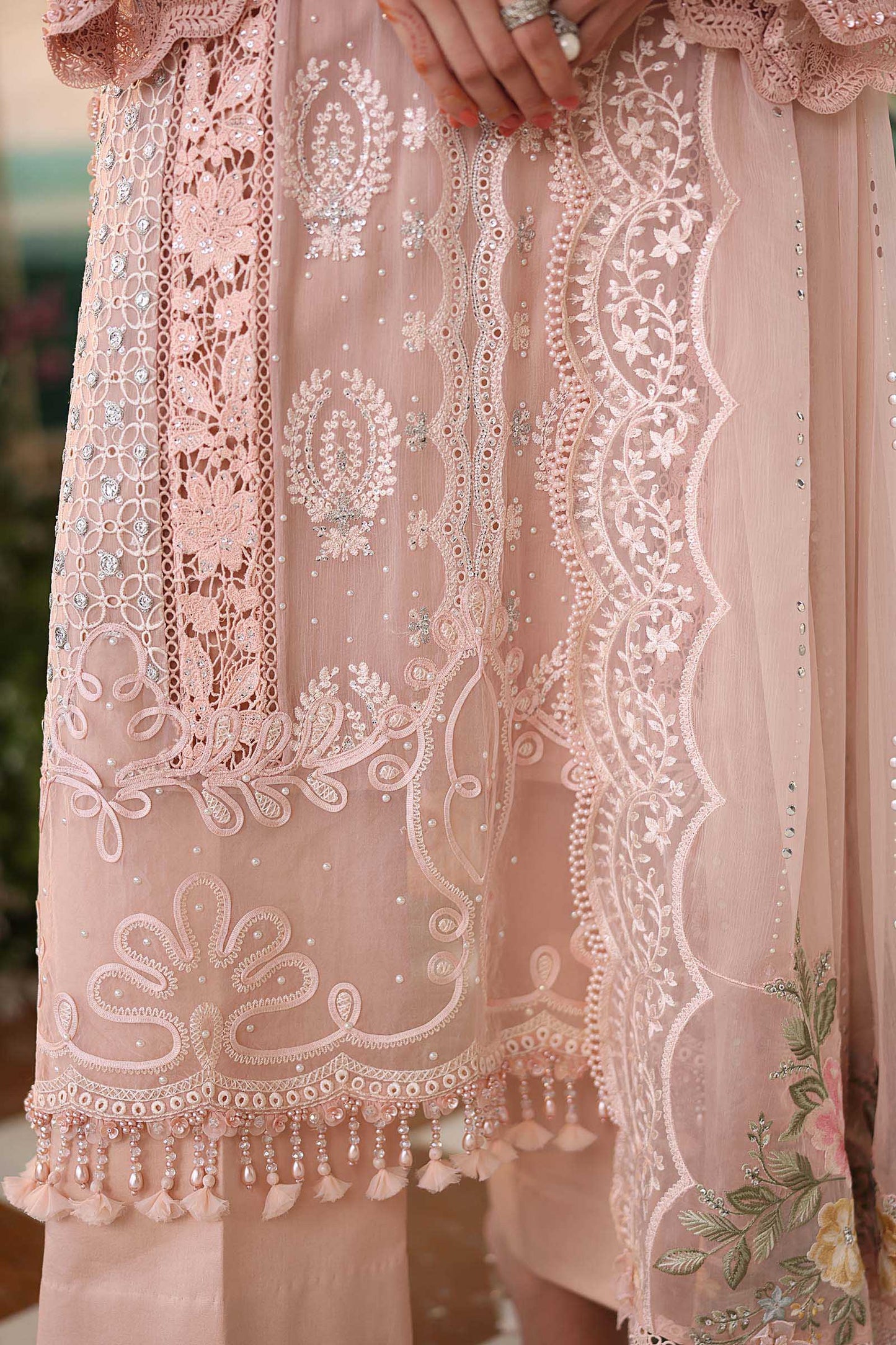 Maria B. | 3 Piece Unstitched Embroidered Chiffon | MPC-26-104-Peach Pink