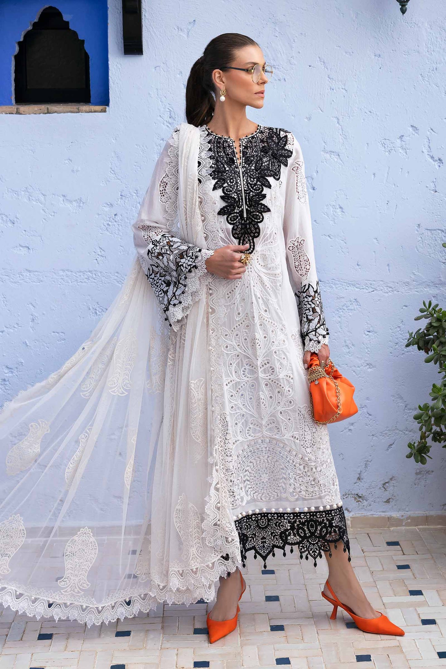 Maria B. | 3 Piece Unstitched Embroidered Paper Cotton Suit | D-2505-A