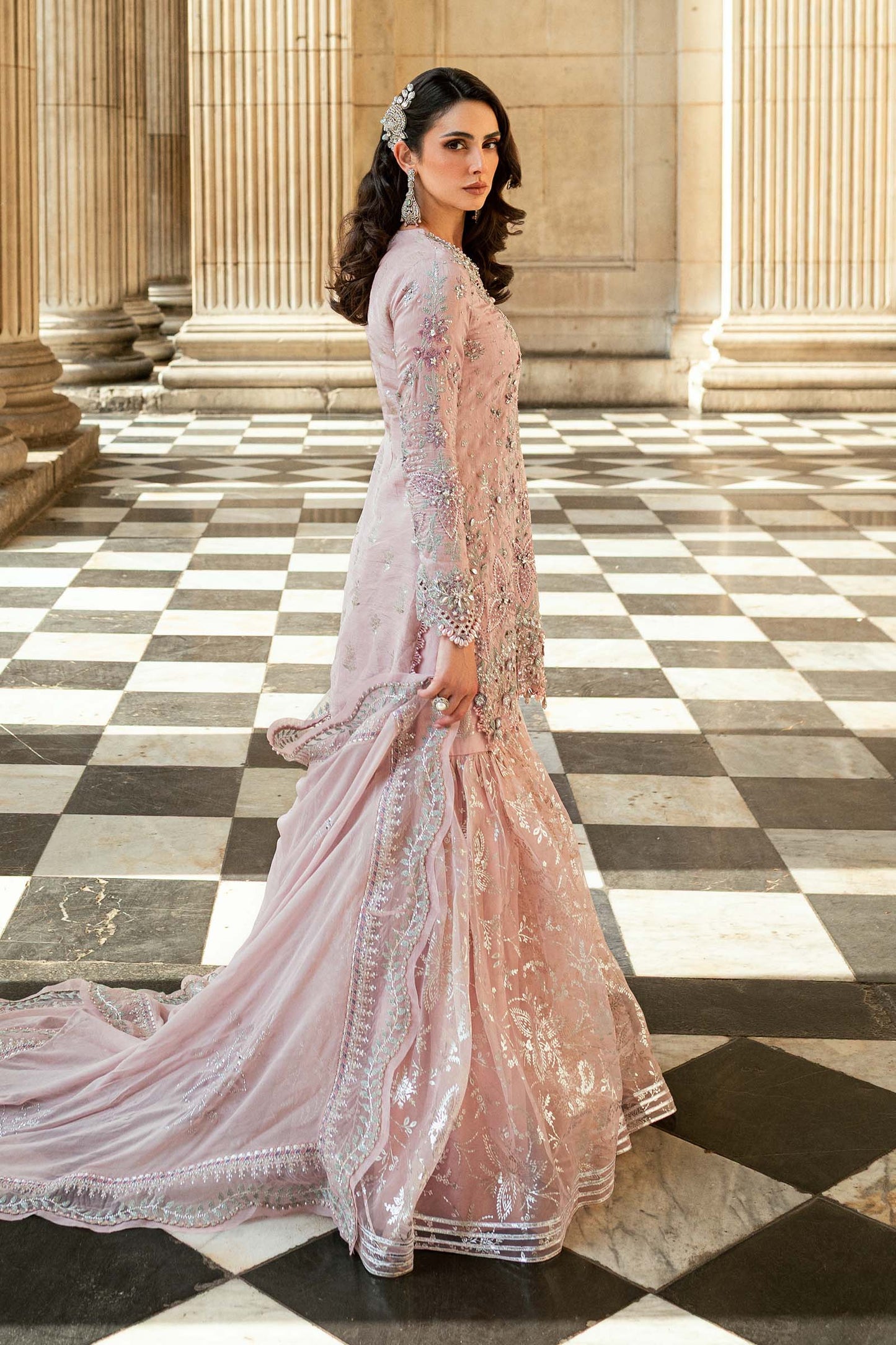 Maria B. | 3 Piece Unstitched Embroidered Raw Silk Suit | WF-09-05-Nude Pink