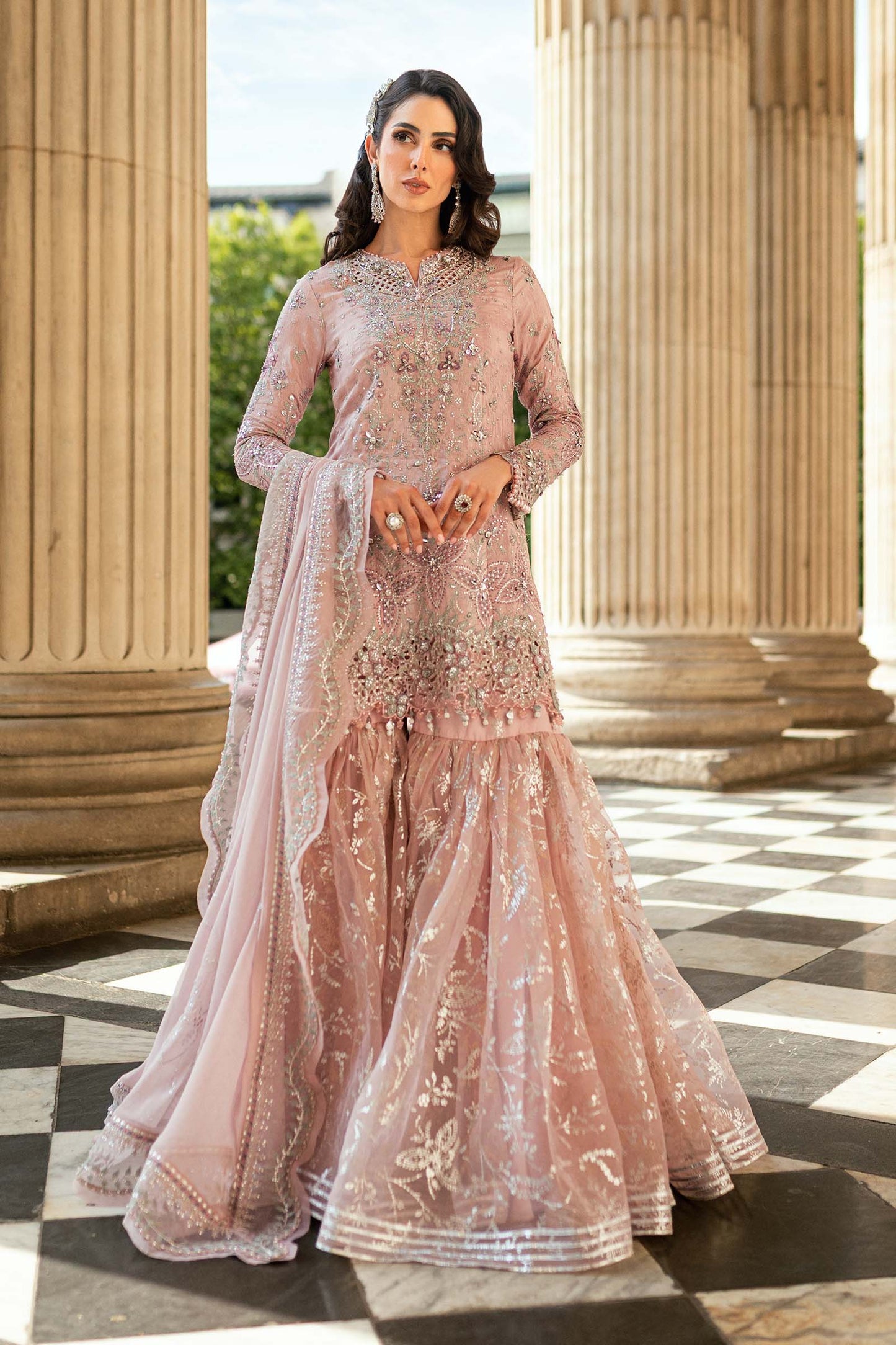 Maria B. | 3 Piece Unstitched Embroidered Raw Silk Suit | WF-09-05-Nude Pink