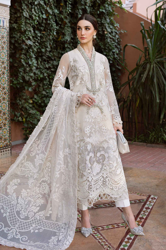 Maria B. | 3 Piece Unstitched Embroidered Organza shirt with Lawn lining Suit | D-2506-A