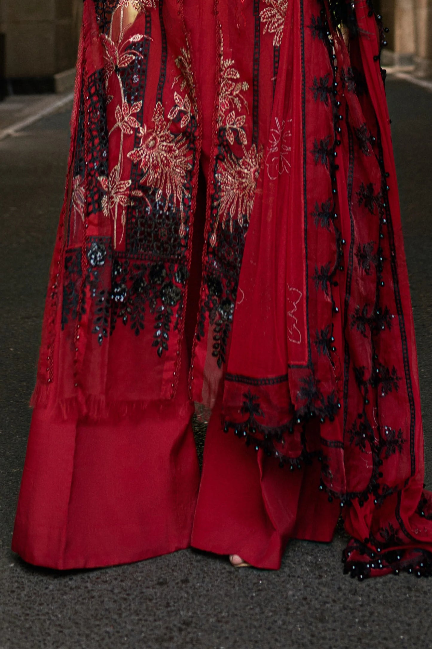 Maria B | 3 Piece Unstitched Embroidered Organza Suit | WF-09-06-Red