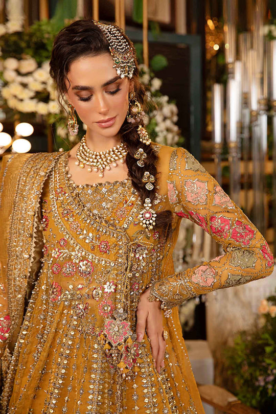 Maria B. | 3 Piece Unstitched Embroidered Organza Suit | BD-2907 - Mustard