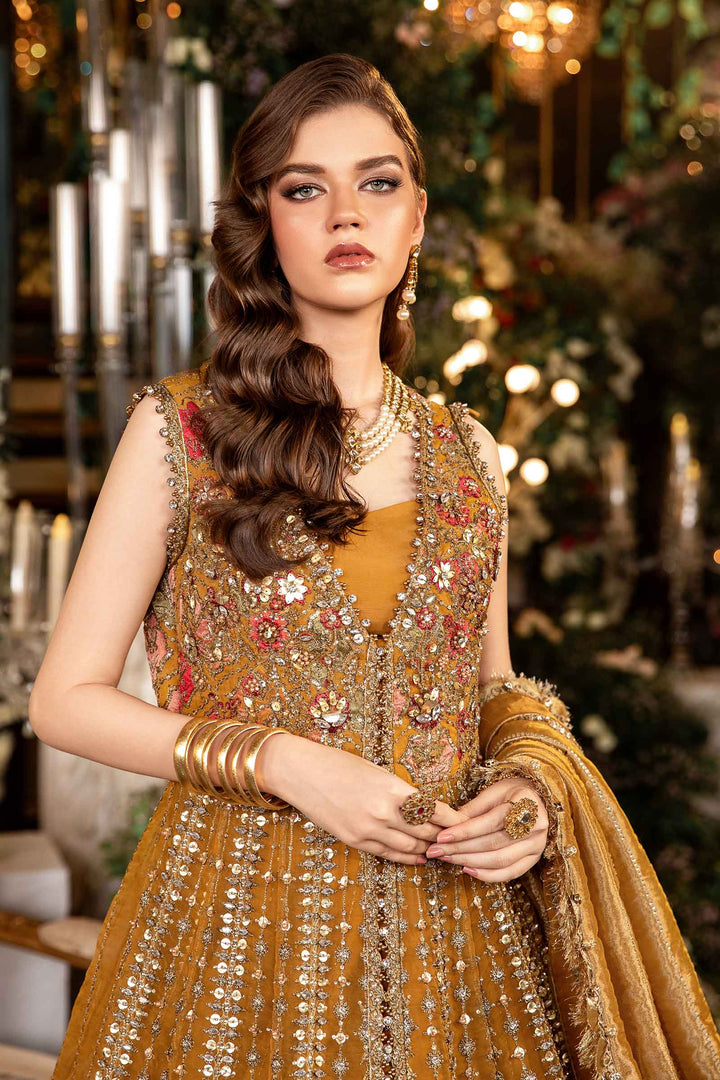 Maria B. | 3 Piece Unstitched Embroidered Organza Suit | BD-2907 - Mustard